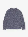 Caramel Babies'  Navy Floral Madison Floral-print Long-sleeve Cotton Blouse 3-12 Years
