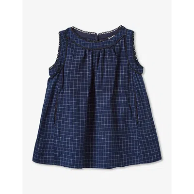 Caramel Babies'  Navy Yarn Dyed Check Ginger Cotton Dress 6 Months - 2 Years
