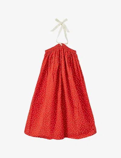 Caramel Girls Poppy Red Kids Agave Poppy-print Seersucker-cotton Dress 3-12 Years