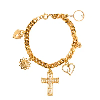 Caramel Vintage Jewellery Women's Gold Charm Curb Bracelet