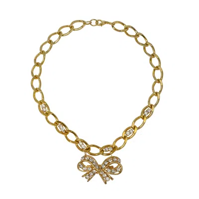 Caramel Vintage Jewellery Women's Gold Crystal Bow Necklace