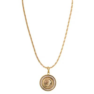 Caramel Vintage Jewellery Women's Gold Crystal Halo Coin Necklace