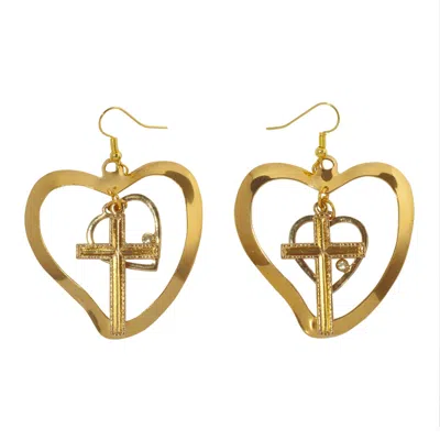 Caramel Vintage Jewellery Women's Gold Faith And Love Earrings