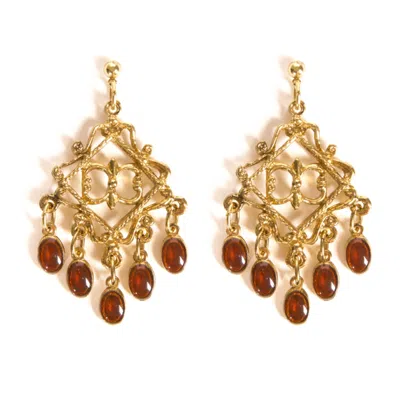 Caramel Vintage Jewellery Women's Gold Festival Brown Stone Earring