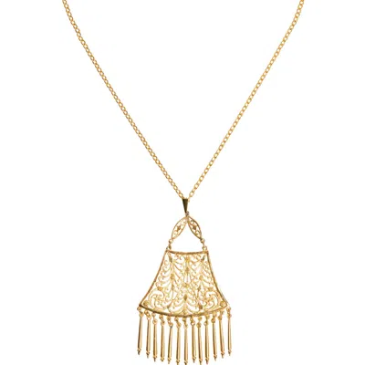 Caramel Vintage Jewellery Women's Gold Filigree Fringe Pendant Necklace