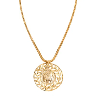 Caramel Vintage Jewellery Women's Gold Laurel Coin Medallion Necklace