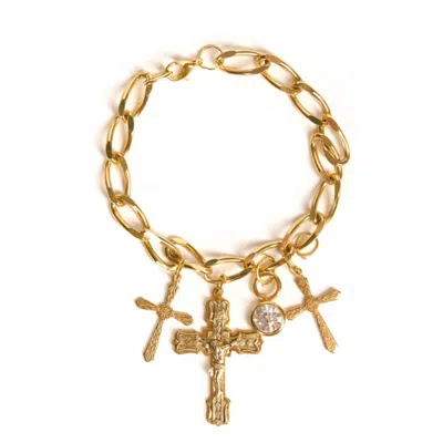 Caramel Vintage Jewellery Women's Gold Pray Crosses Charm Bracelet