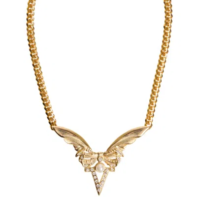 Caramel Vintage Jewellery Women's Gold Winged Pearl Statement Necklace