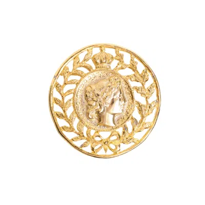 Caramel Vintage Jewellery Women's Silver Gold Plated Laurel Cameo Brooch