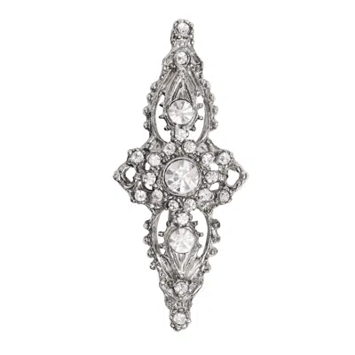 Caramel Vintage Jewellery Women's Silver Plated Crystal Cross Brooch