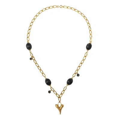 Caramel Vintage Jewellery Women's Vintage Gold Plated Gold And Black Envy Necklace