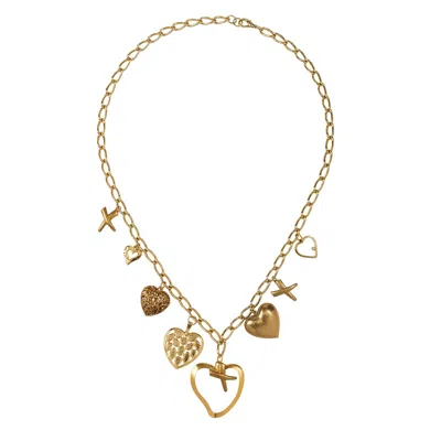Caramel Vintage Jewellery Women's Vintage Gold Plated Love & Kisses Necklace