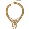 Caramel Vintage Jewellery Women's Vintage Gold Plated Pearl Bow Necklace