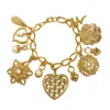 Caramel Vintage Jewellery Women's Vintage Gold Plated Rose Charm Bracelet