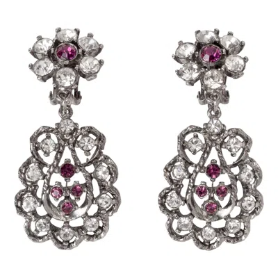 Caramel Vintage Jewellery Women's Vintage Silver Plated Precious Statement Earrings