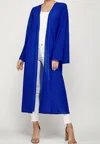 Caramela Open Long Maxi Cardigan In Blue