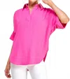 Caramela Plain Collared Blouse In Fuschia In Pink