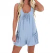 Caramela Take A Moment Linen Romper In Blue In Blue