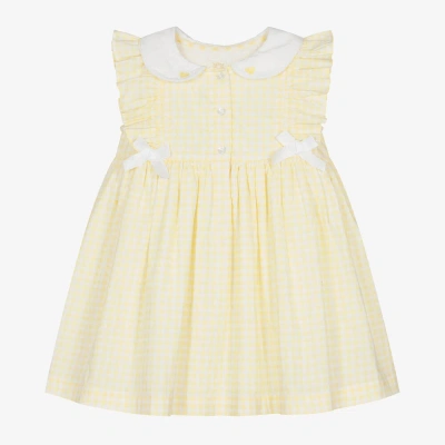 Caramelo Baby Girls Yellow Gingham Cotton Dress