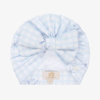 Caramelo Babies' Girls Blue Checked Cotton Turban