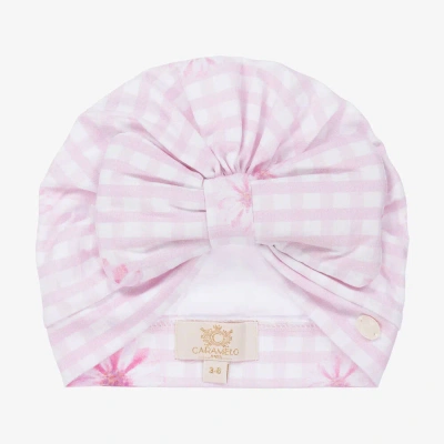 Caramelo Babies' Girls Pink Checked Cotton Turban