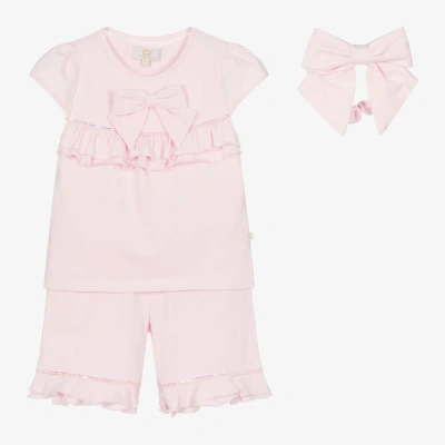 Caramelo Kids' Girls Pink Cotton Sequin Shorts Set