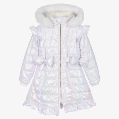Caramelo Babies' Girls White Hooded Coat