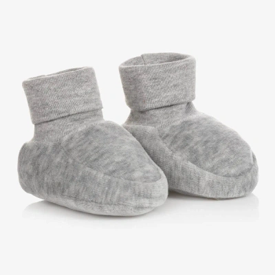 Caramelo Grey Velour Baby Booties