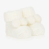 CARAMELO IVORY KNITTED POM-POM BOOTIES
