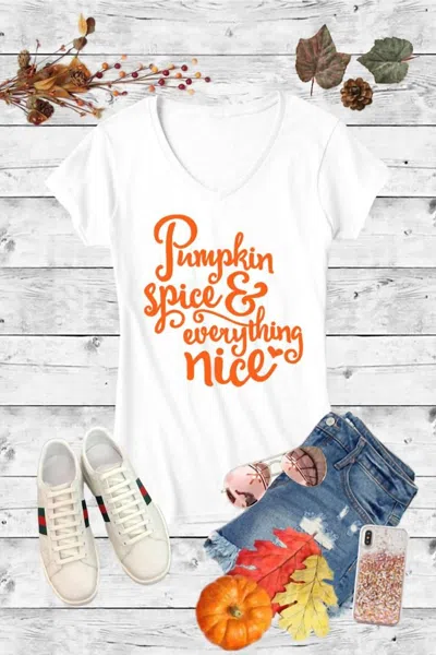 Caramelo Trend Women's Pumpkin Spice Tee In White