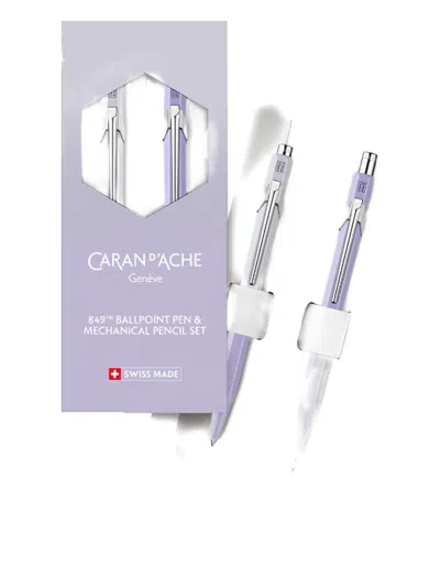 Caran D'ache 849 Ballpoint Pen And Pencil Set In Purple