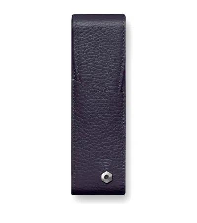 Caran D'ache Leather Léman Pen Holder In Blue