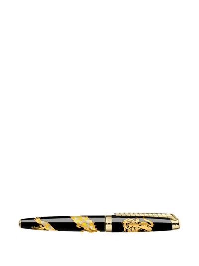 Caran D'ache Straw Marquetry Dragon Fountain Pen In Black