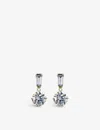Carat London Womens Gold Athena 9ct White-gold And Cubic Zirconia Drop Earrings In Gold