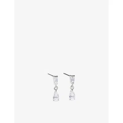 Carat London Womens Baby Alison Sterling-silver And Cubic Zirconia Drop Earrings