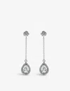 Carat London Womens Silver Bee Borderset Pear-shaped Sterling Silver And Cubic Zirconia Drop Earring In Silver