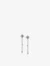 Carat London Womens Silver Camelia Flower And Chain Sterling-silver And Cubic Zirconia Drop Earrings In Silver
