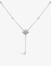 Carat London Womens Silver Camelia Flower-shaped Sterling Silver And Cubic Zirconia Pendant Necklace In Silver
