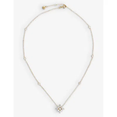 Carat London Womens Gold Camelia Flower-shaped Yellow Gold-plated Vermeil Sterling Silver And Cubic