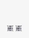 Carat London Womens Silver Chester 9ct White-gold With 0.50ct Cubic Zirconia Stud Earrings In Silver