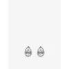 Carat London Womens Danu Pear-shape 925 Sterling Silver And Cubic Zirconia Stud Earrings In Silver