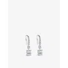 Carat London Womens Thea Pear-drop Sterling Silver And Cubic Zirconia Earrings In Silver
