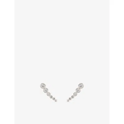 Carat London Womens Carissa 925 Sterling Silver And Cubic Zirconia Stud Earrings In Metallic