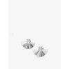 Carat London Womens Celene Fan White-gold Plated Sterling-silver And Cubic Zirconia Stud Earrings In Silver