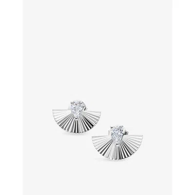 Carat London Womens Celene Large Sterling-silver And Cubic Zirconia Stud Earrings