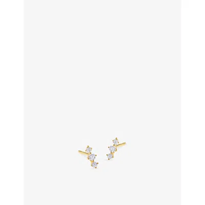 Carat London Womens Dree 18ct Yellow Gold Vermeil And Cubic Zirconia Stud Earrings