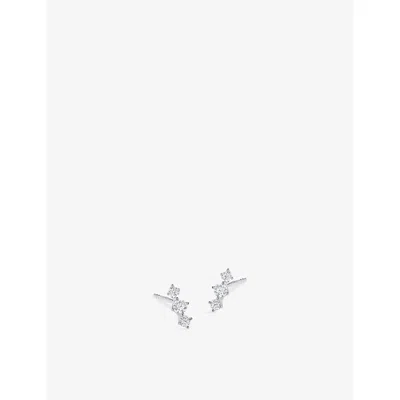 Carat London Womens Dree Sterling-silver And Cubic Zirconia Stud Earrings