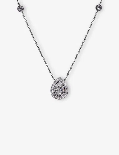 Carat London Womens Silver Emile Sterling Silver And 0.75ct Cubic Zirconia Necklace