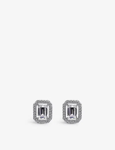 Carat London Womens Silver Eton Sterling-silver And Crystal Stud Earrings