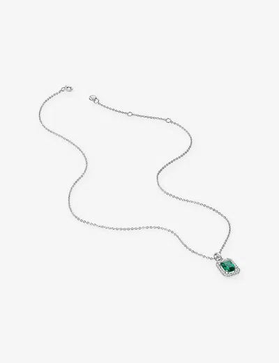 Carat London Womens Silver Eton Sterling-silver And Cubic Zirconia Pendant Necklace